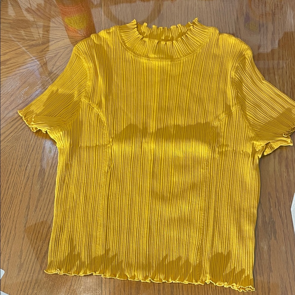 Wild Fable Mustard Ribbed Short Sleeve Tee - Picture 8 of 13